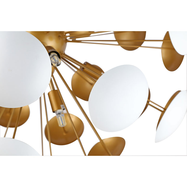 Chandelier In Brass & White Finish