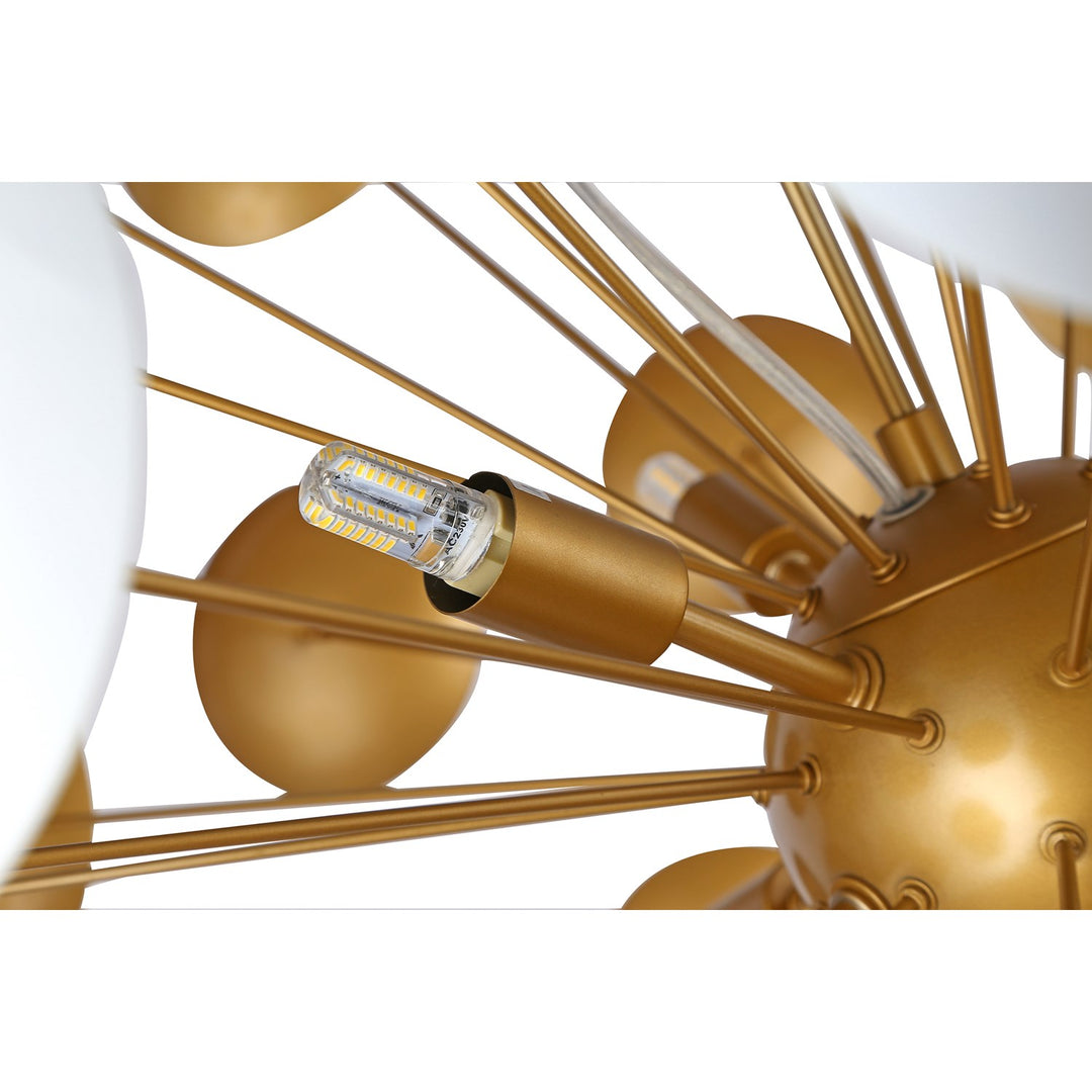 Chandelier In Brass & White Finish