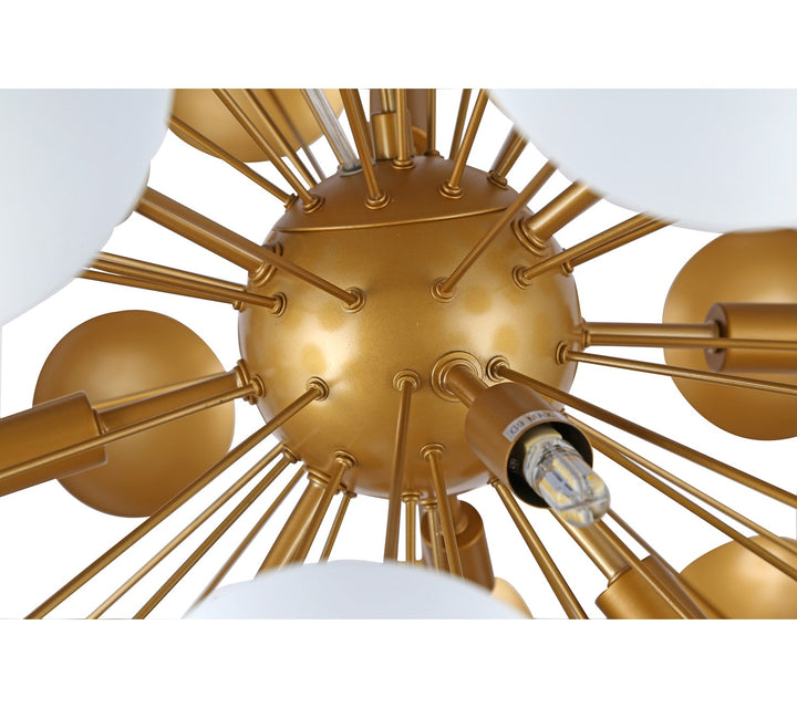Chandelier In Brass & White Finish
