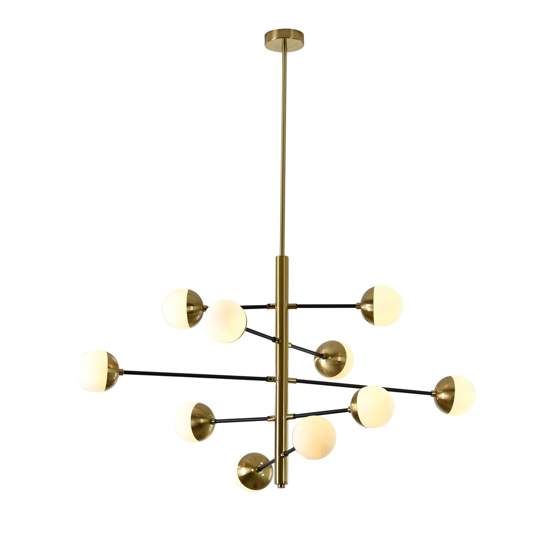 Chandelier In Brass & Black Finish by Bethel