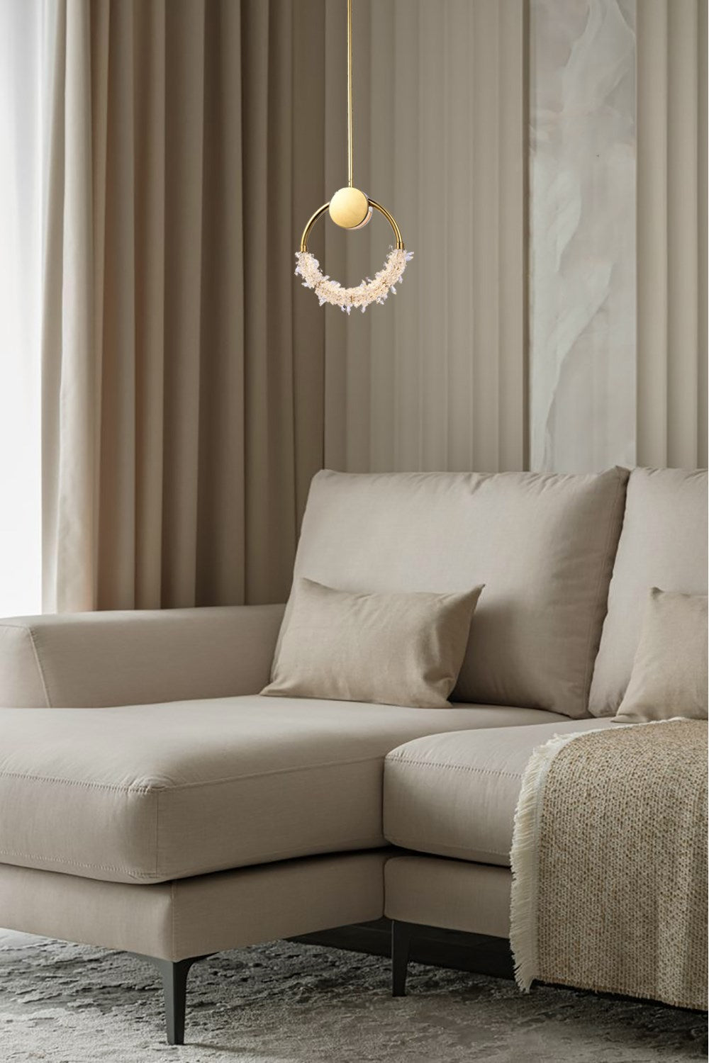 Led Single Pendant Lighting In Gold Finish by Bethel