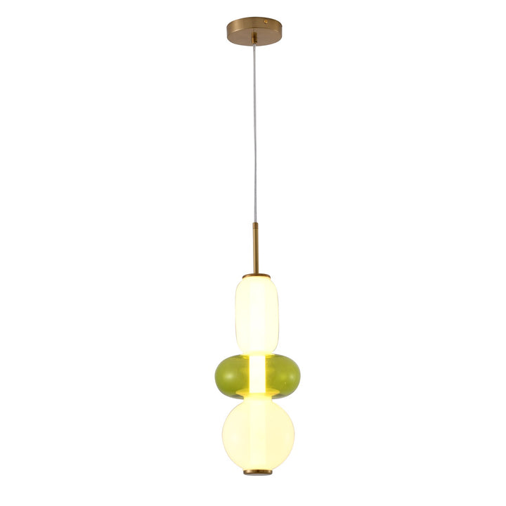 Led Pendant In Gold; White & Green Finish by Bethel