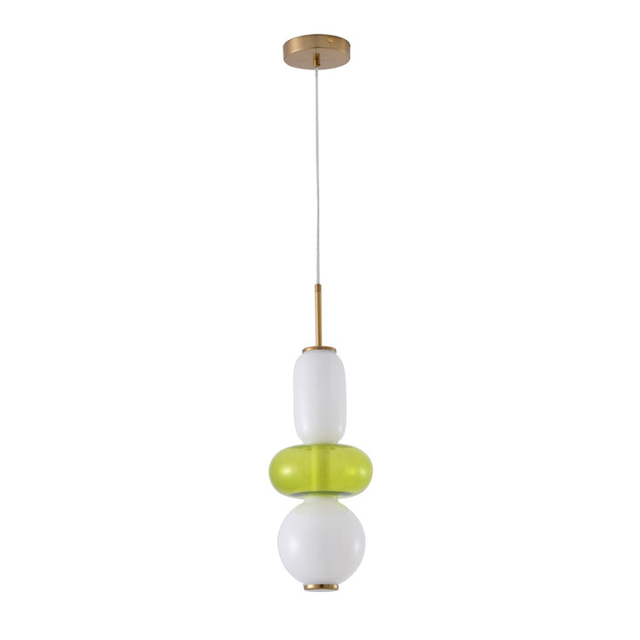 Led Pendant In Gold; White & Green Finish