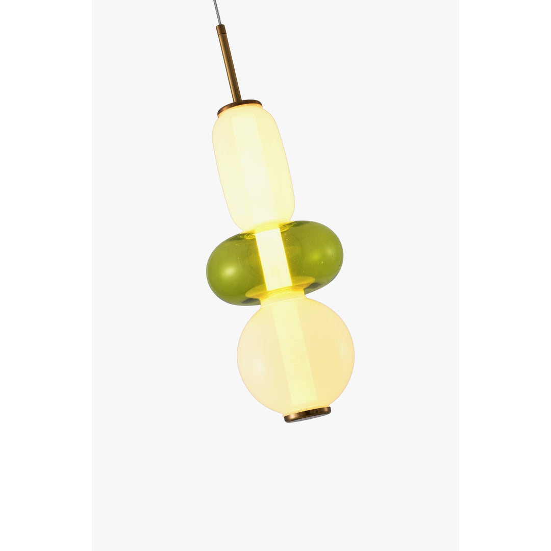 Led Pendant In Gold; White & Green Finish
