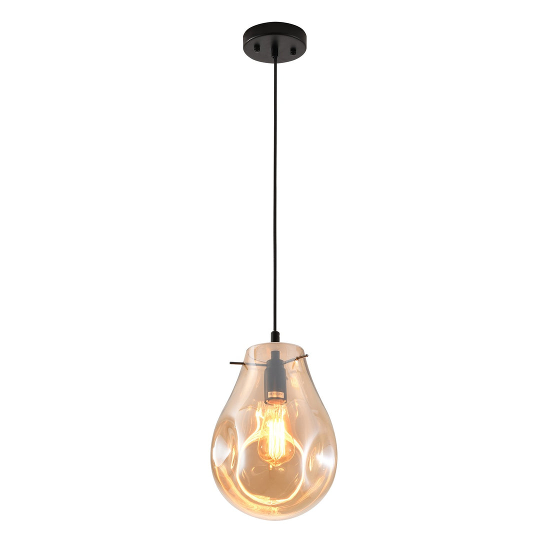 Pendant In Black & Amber Finish by Bethel