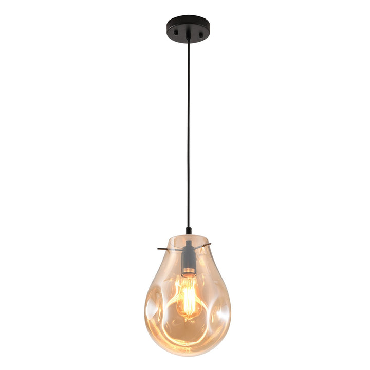 Pendant In Black & Amber Finish by Bethel