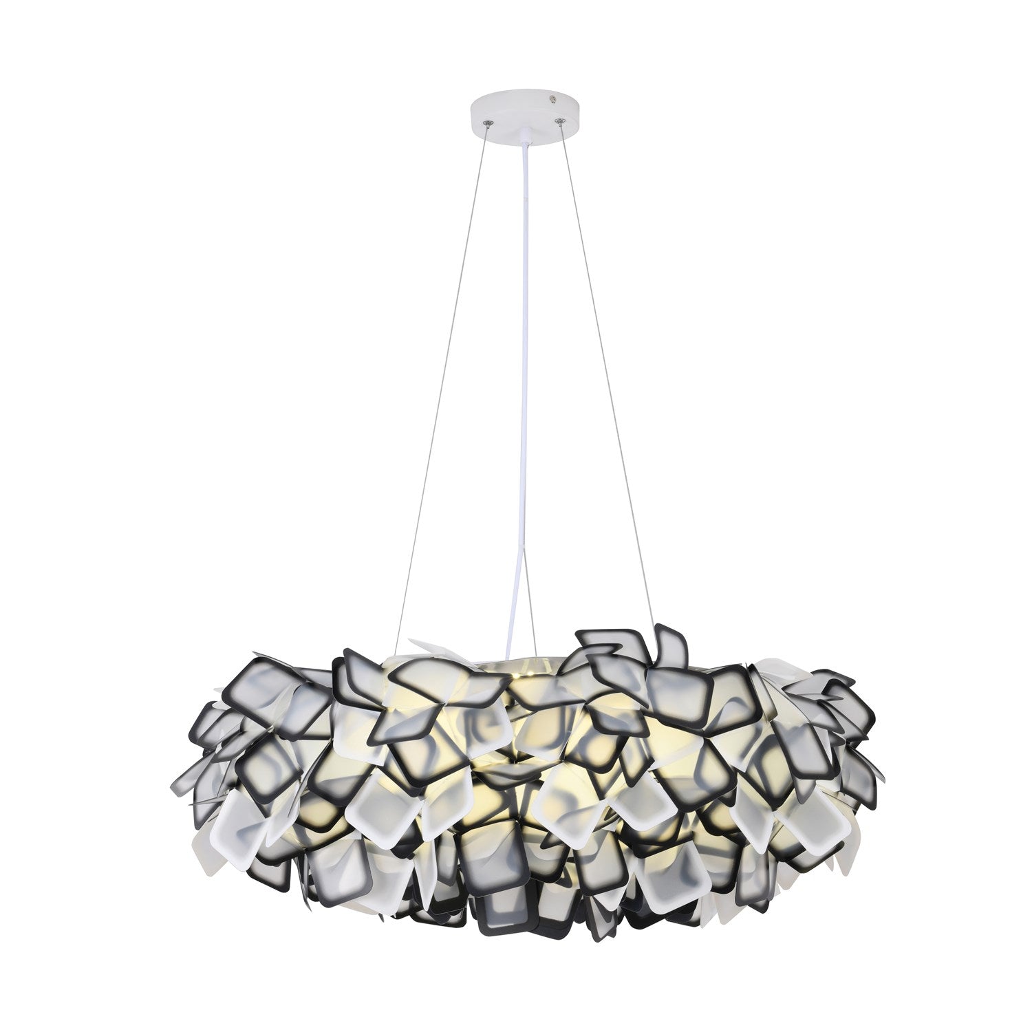 Led Chandelier In Black & White Finish by Bethel