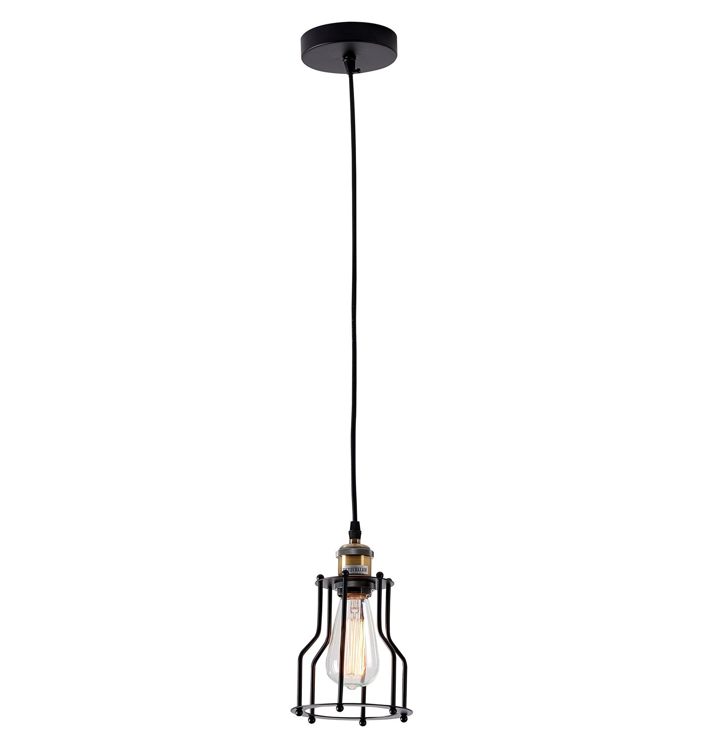 Single Pendant Lighting In Black Finish by Bethel