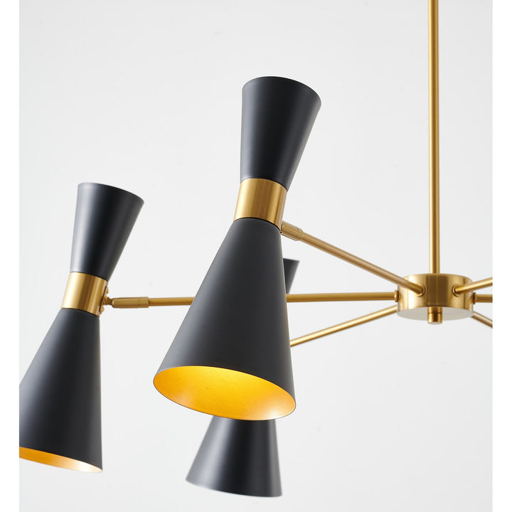 Chandelier In Black & Gold Finish