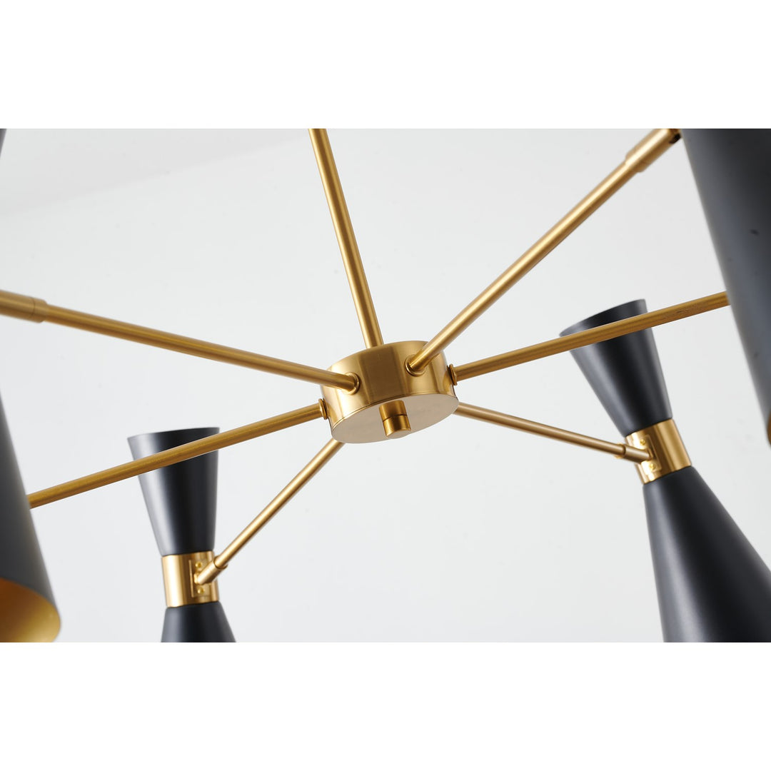 Chandelier In Black & Gold Finish