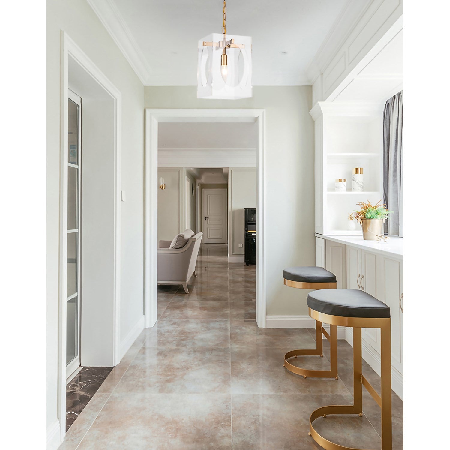 Single Pendant Lighting In Antique Brass Finish