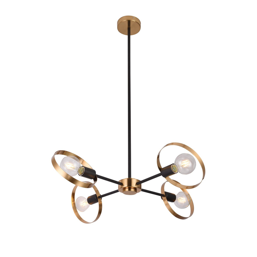 Chandelier In Black & Brushed Brass Finish by Bethel