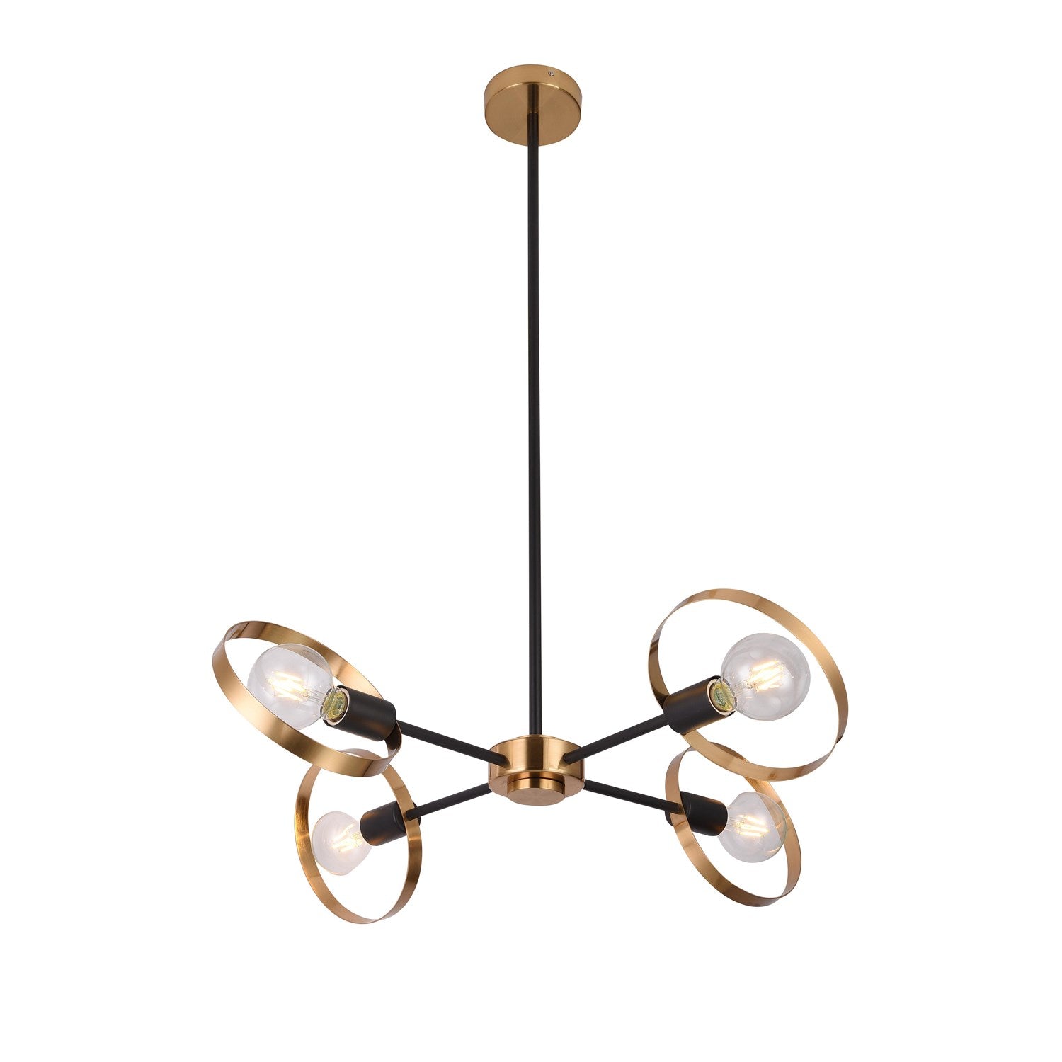 Chandelier In Black & Brushed Brass Finish by Bethel