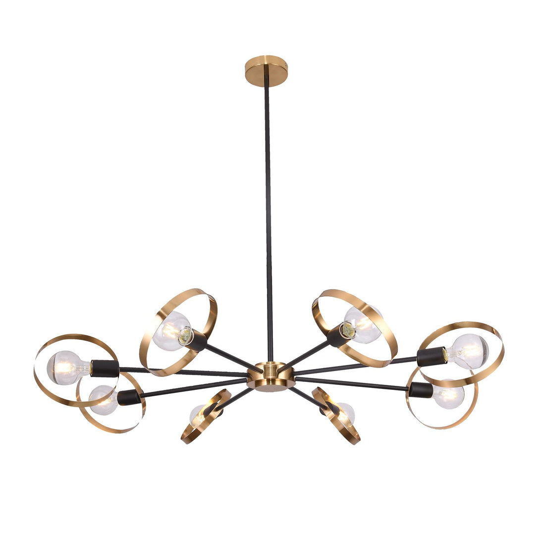 Chandelier In Black & Brushed Brass Finish by Bethel