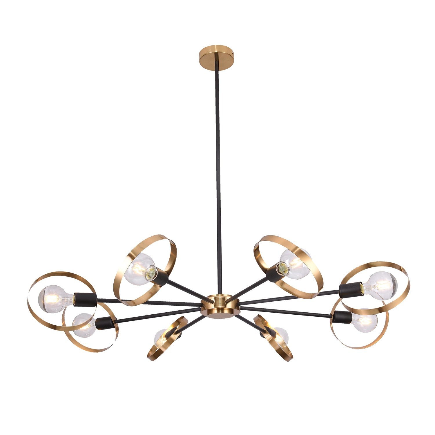 Chandelier In Black & Brushed Brass Finish by Bethel