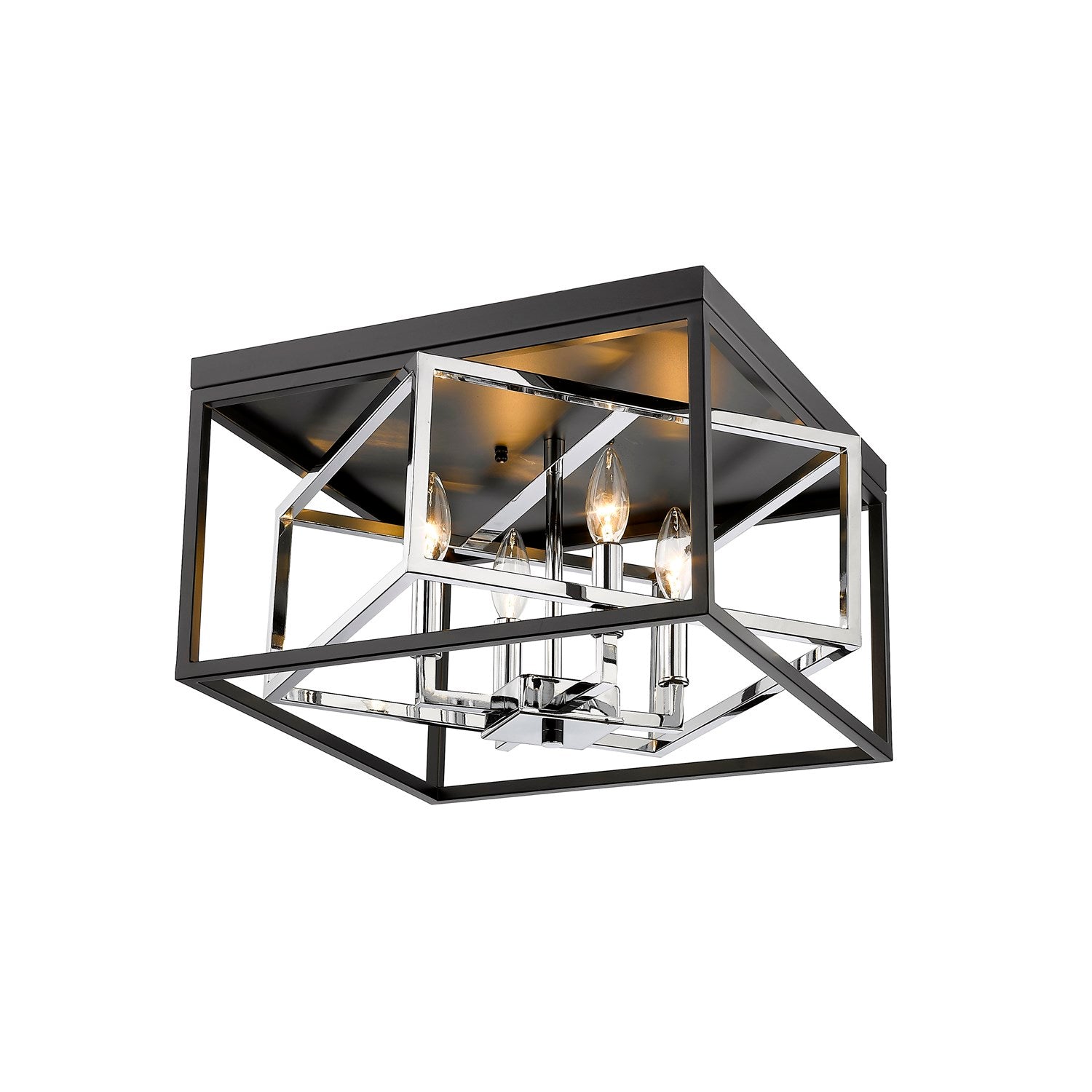 Flush Mount In Black & Chrome Finish by Bethel