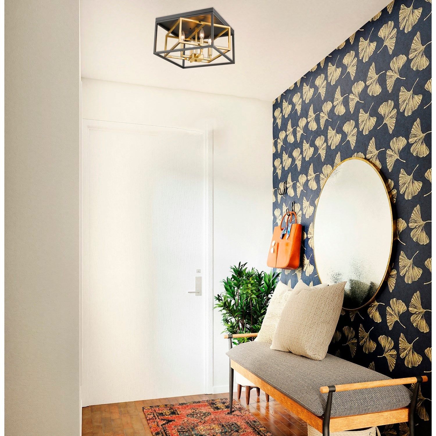 Flush Mount In Black & Gold Finish