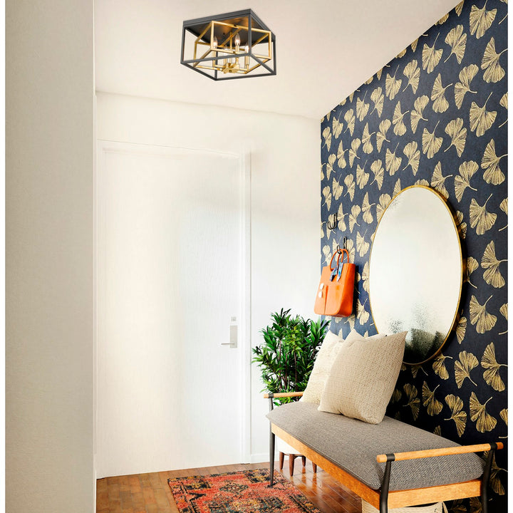 Flush Mount In Black & Gold Finish