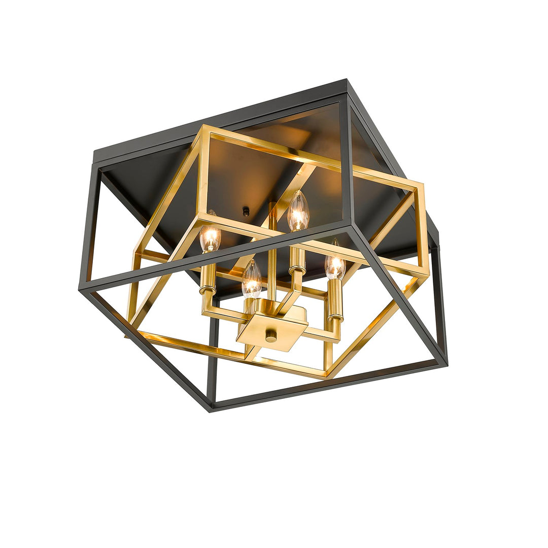 Flush Mount In Black & Gold Finish