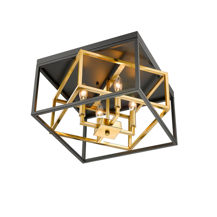 Flush Mount In Black & Gold Finish