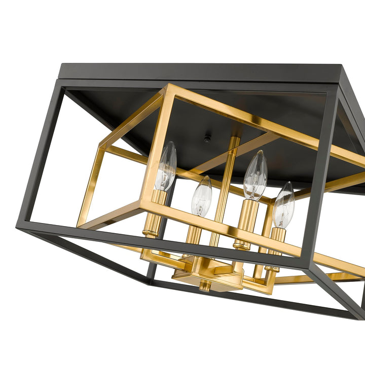 Flush Mount In Black & Gold Finish