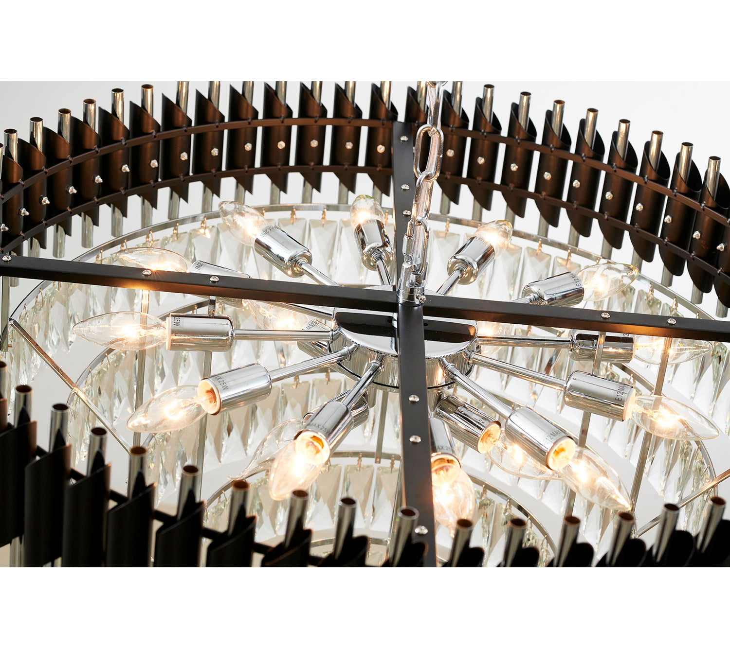 Chandelier In Black And Chrome Finish