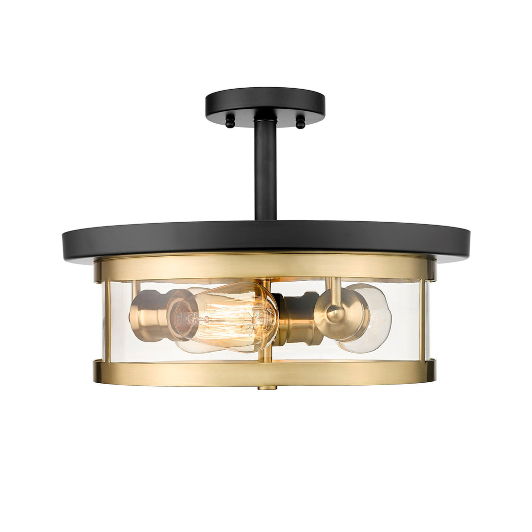 Semi Flush Mount In Gold & Black Finish by Bethel