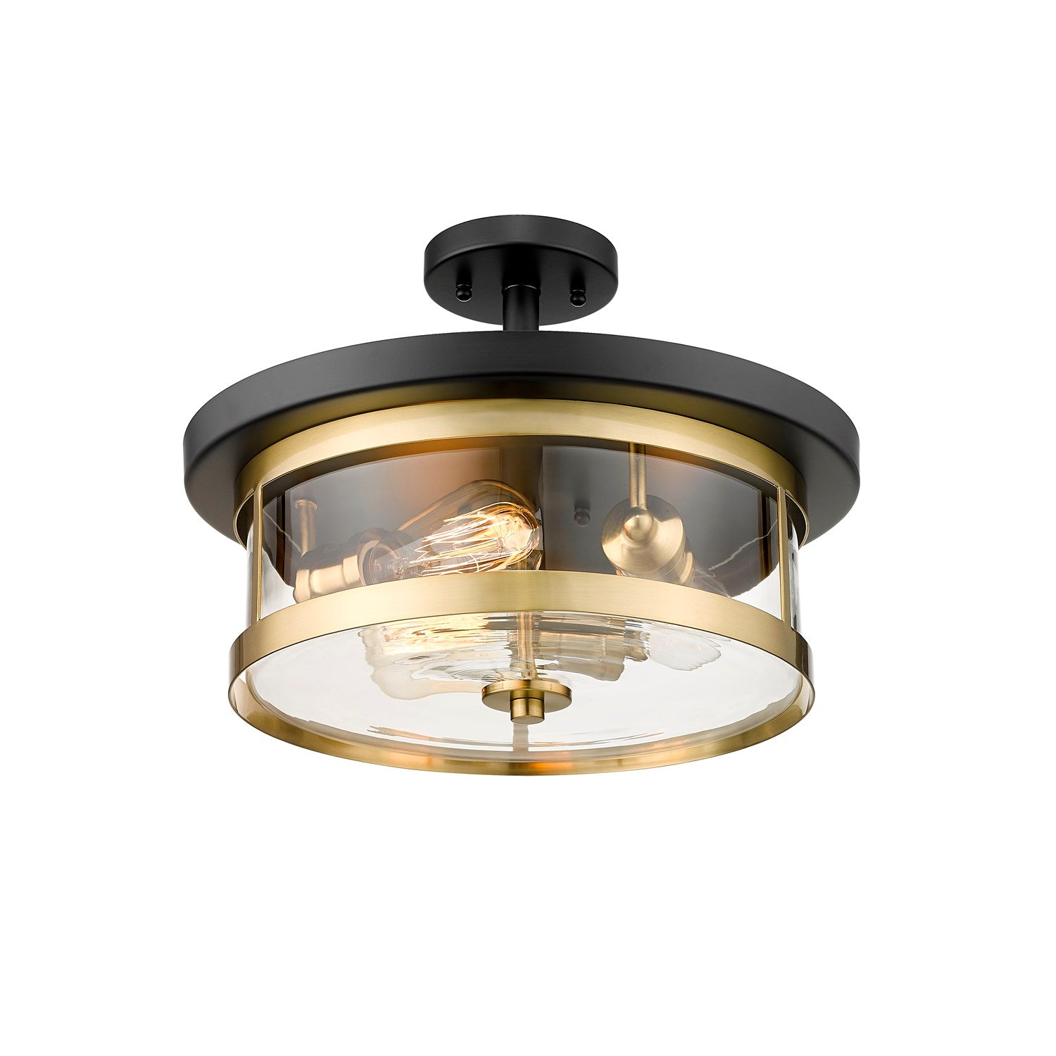 Semi Flush Mount In Gold & Black Finish