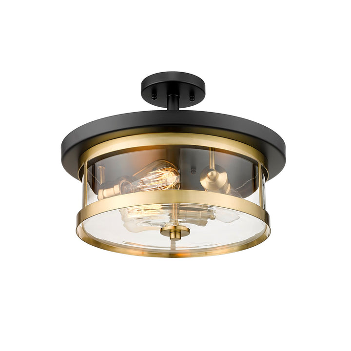 Semi Flush Mount In Gold & Black Finish