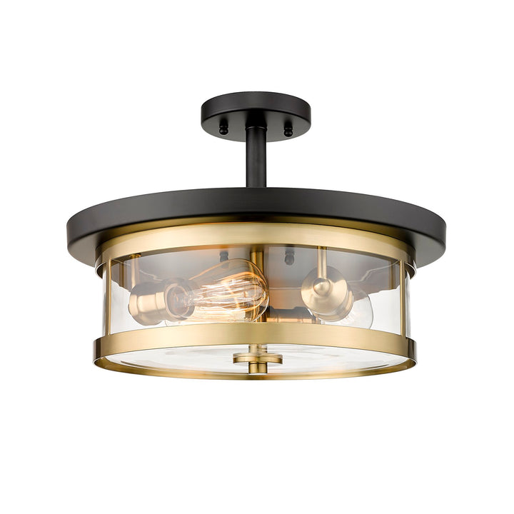 Semi Flush Mount In Gold & Black Finish