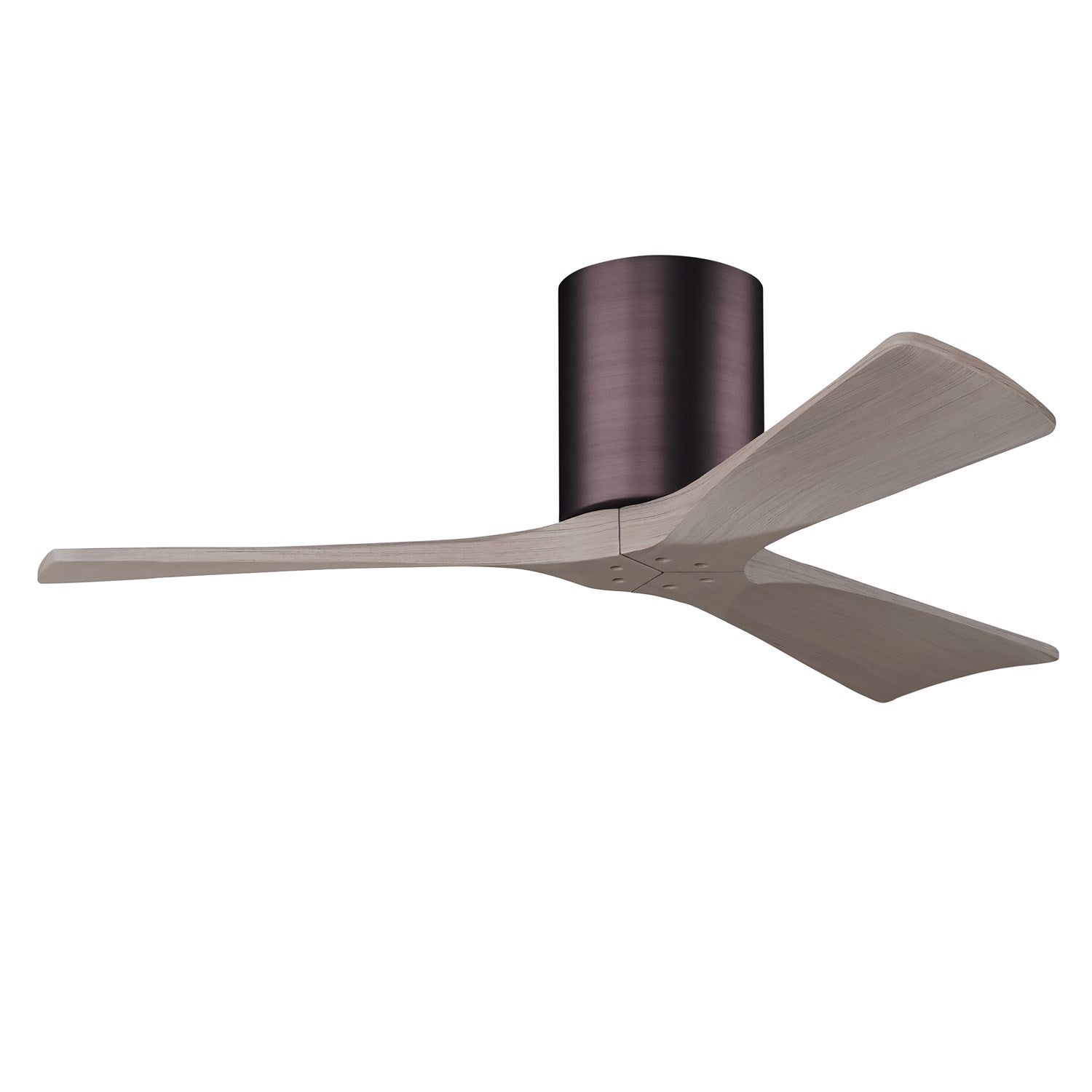 H Three-Blade Flush Mount Paddle Fan In Brushed Brass Finish by Matthews Fan Company