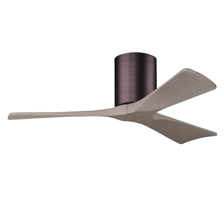 H Three-Blade Flush Mount Paddle Fan In Brushed Brass Finish by Matthews Fan Company