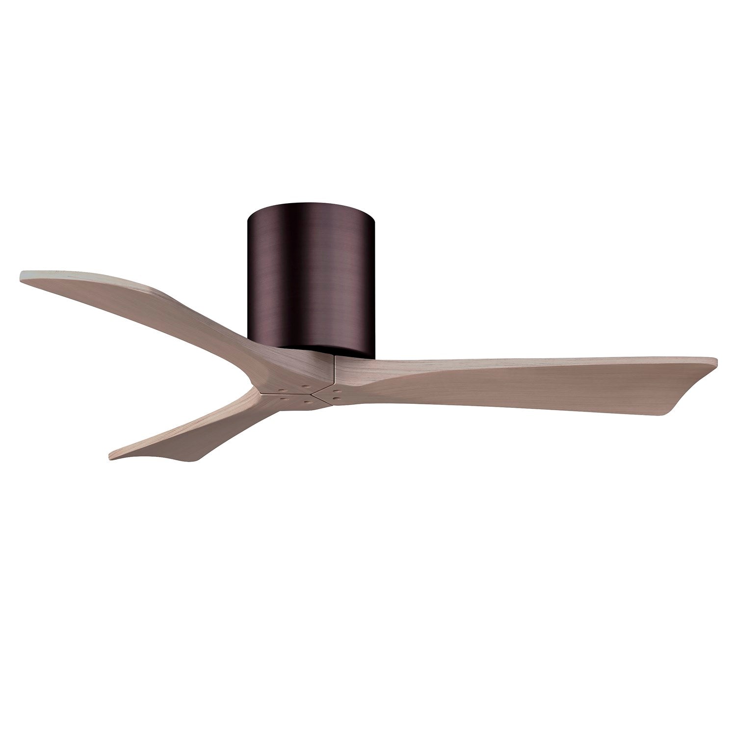 H Three-Blade Flush Mount Paddle Fan In Brushed Brass Finish
