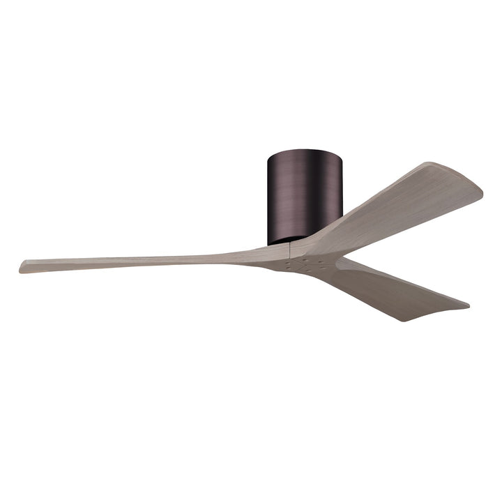 H Three-Blade Flush Mount Paddle Fan In Brushed Brass Finish by Matthews Fan Company