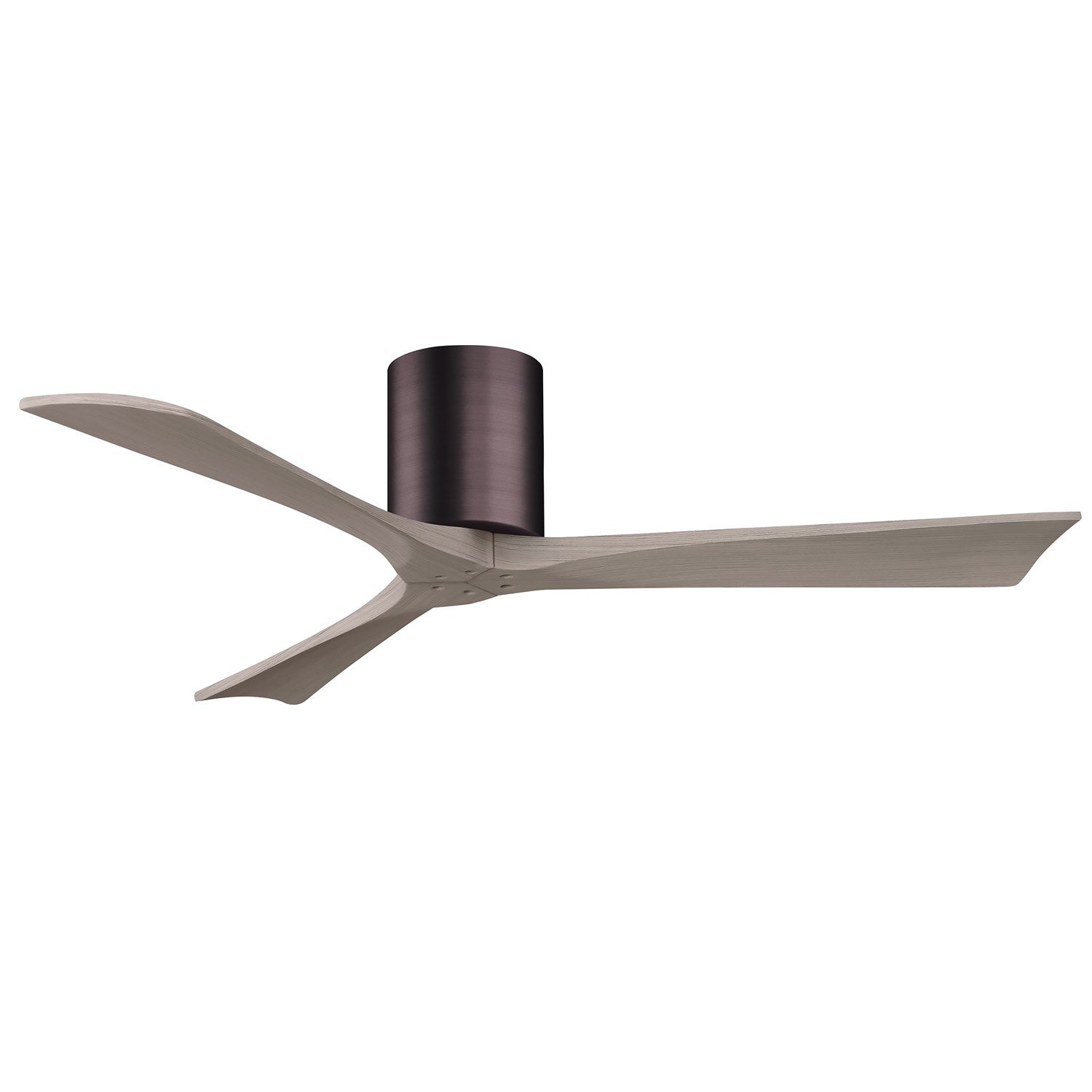 H Three-Blade Flush Mount Paddle Fan In Brushed Brass Finish