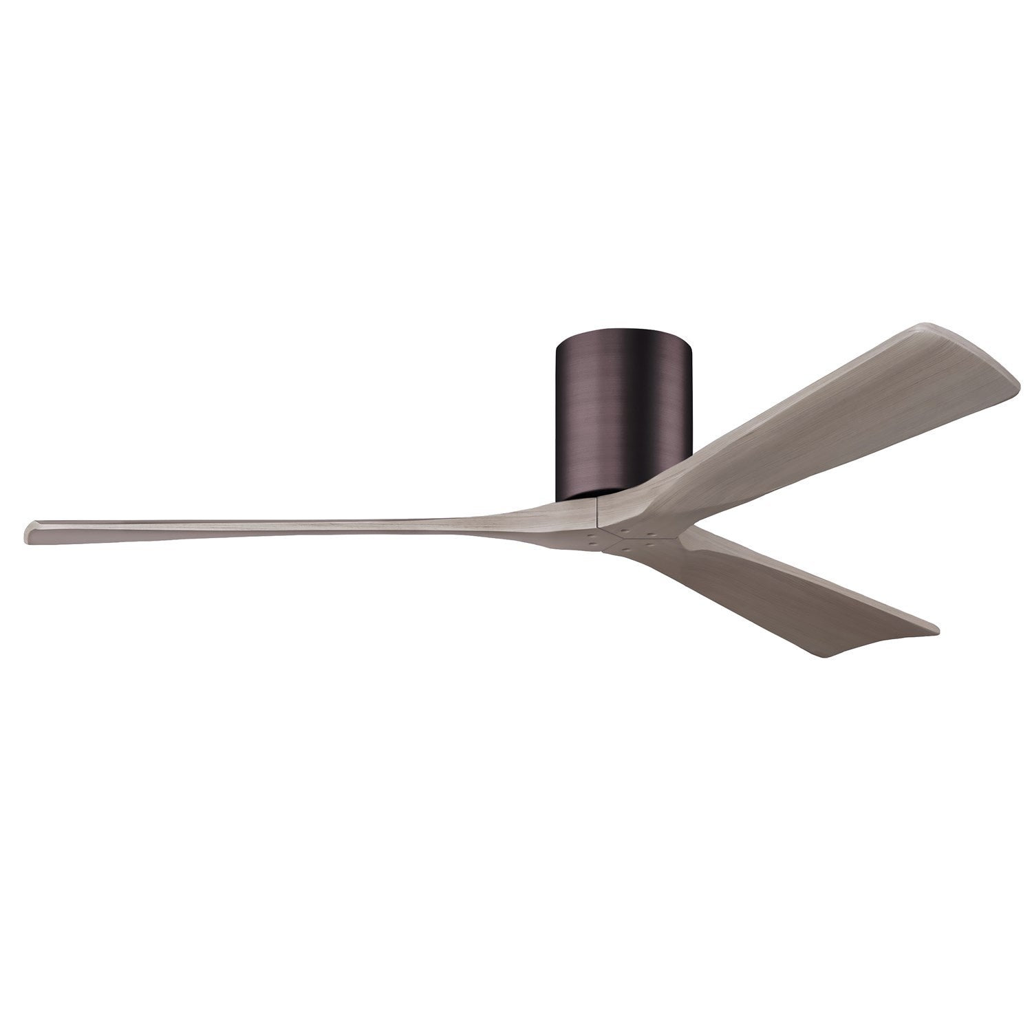 H Three-Blade Flush Mount Paddle Fan In Brushed Brass Finish by Matthews Fan Company