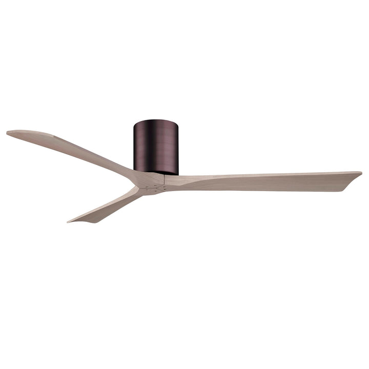 H Three-Blade Flush Mount Paddle Fan In Brushed Brass Finish
