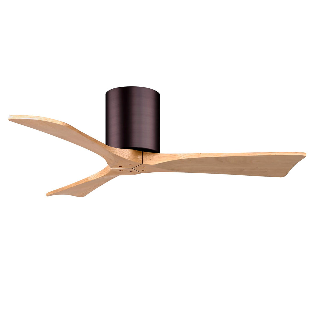 H Three-Blade Flush Mount Paddle Fan In Brushed Brass Finish