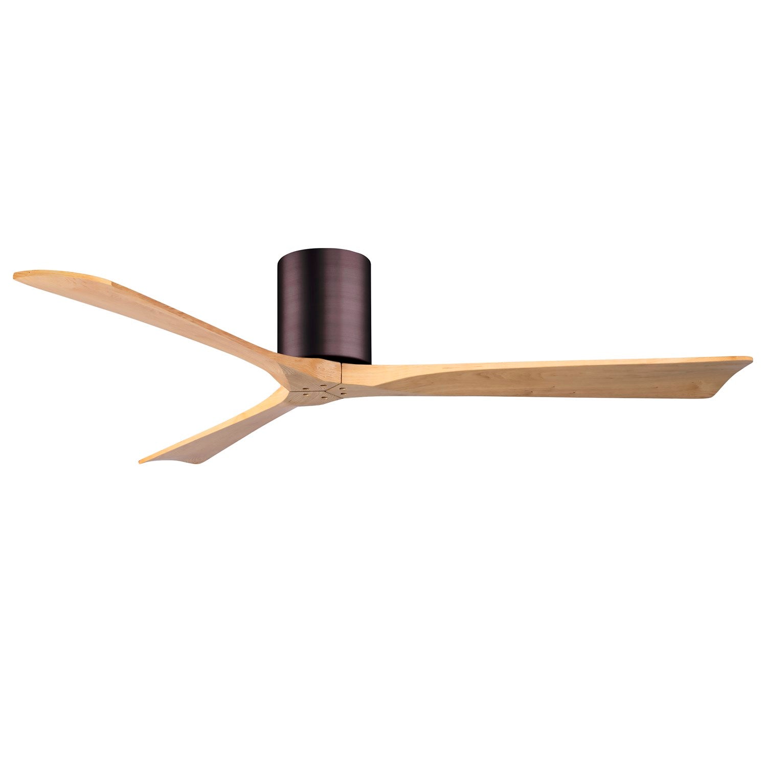 H Three-Blade Flush Mount Paddle Fan In Brushed Brass Finish