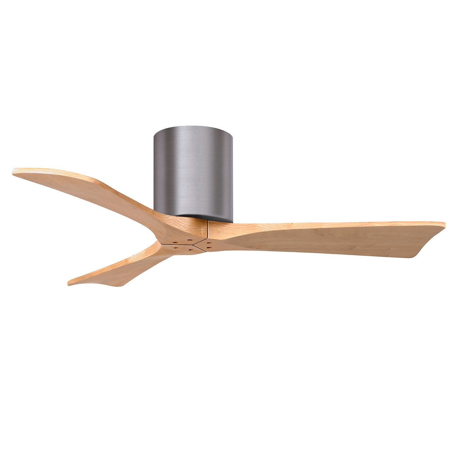 H Three-Blade Flush Mount Paddle Fan In Brushed Pewter Finish