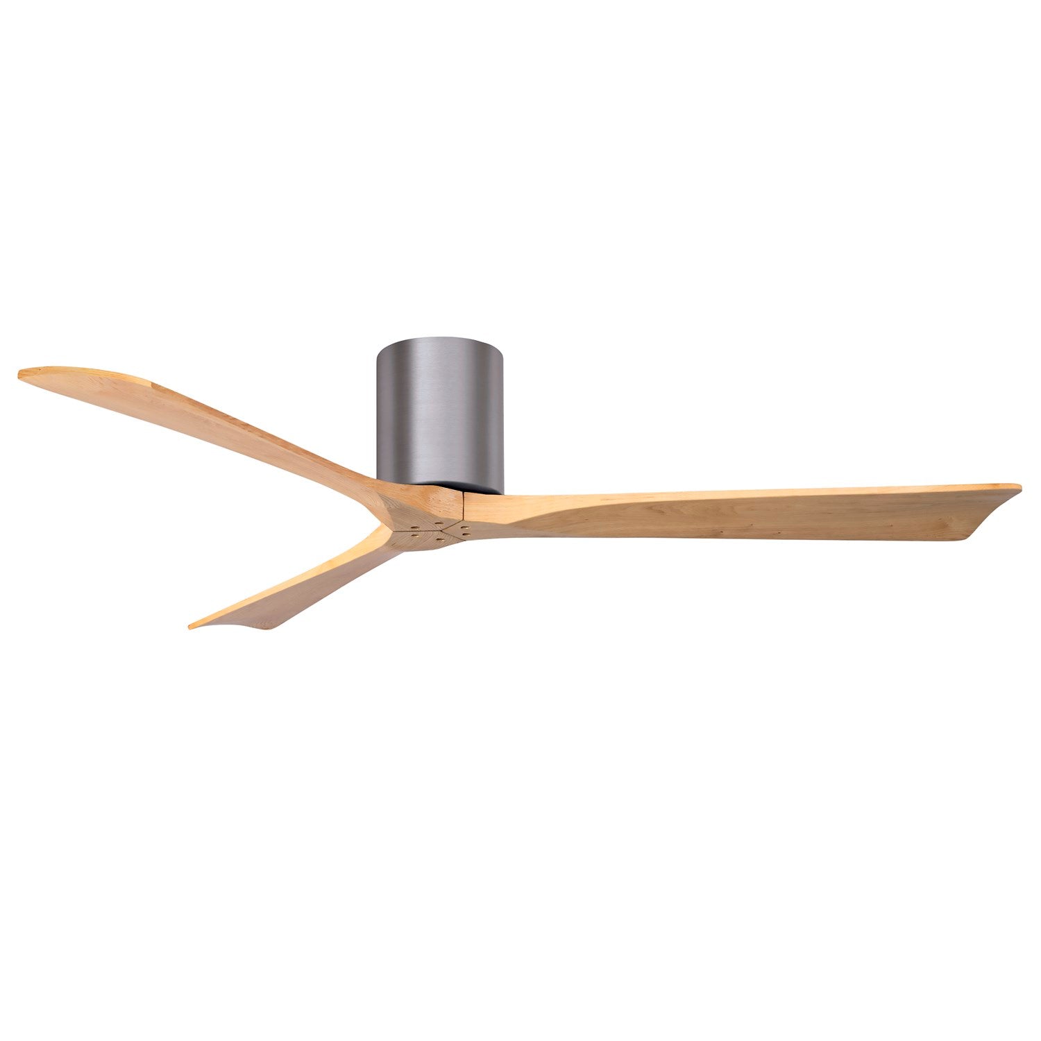 H Three-Blade Flush Mount Paddle Fan In Brushed Pewter Finish