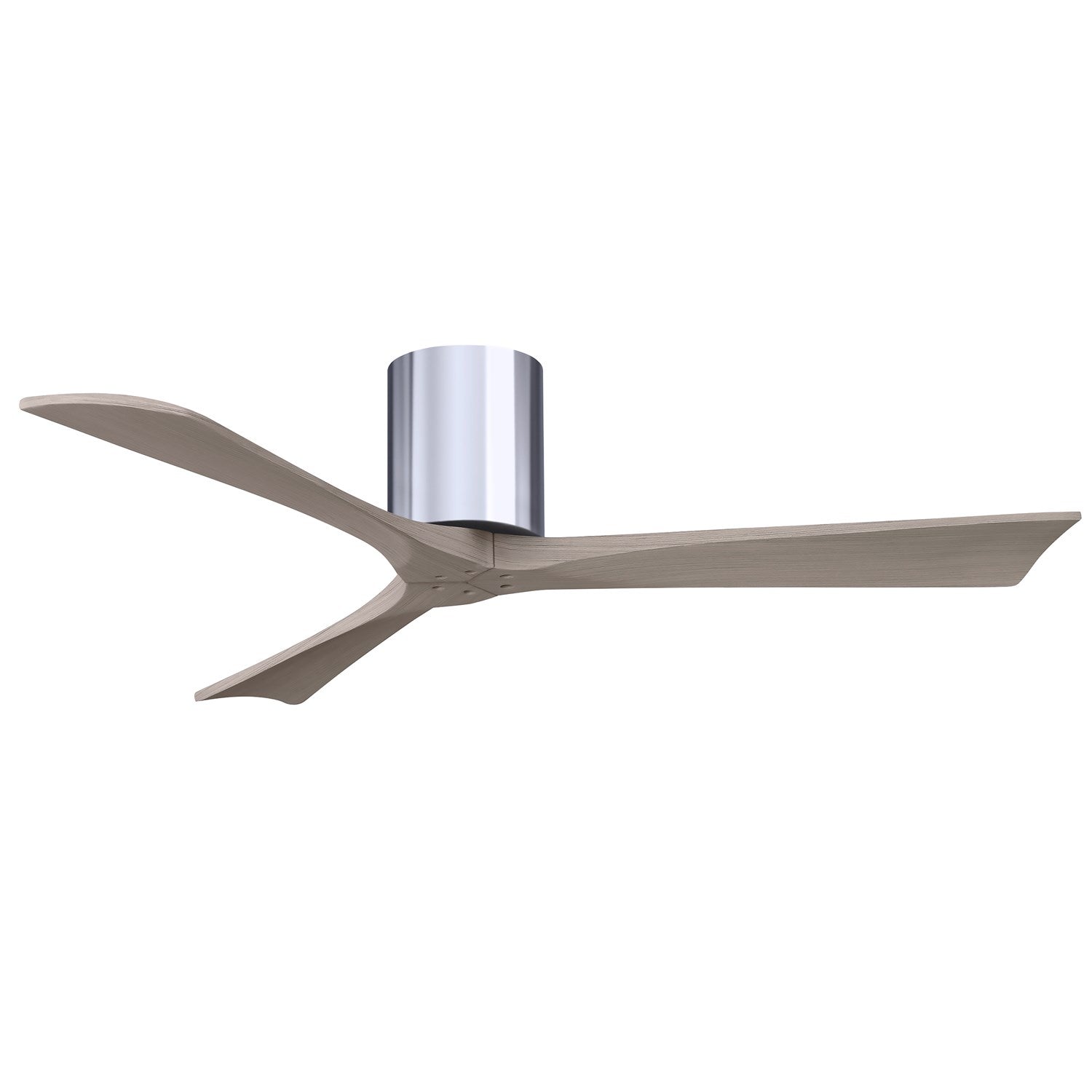 H Three-Blade Flush Mount Paddle Fan In Polished Chrome Finish