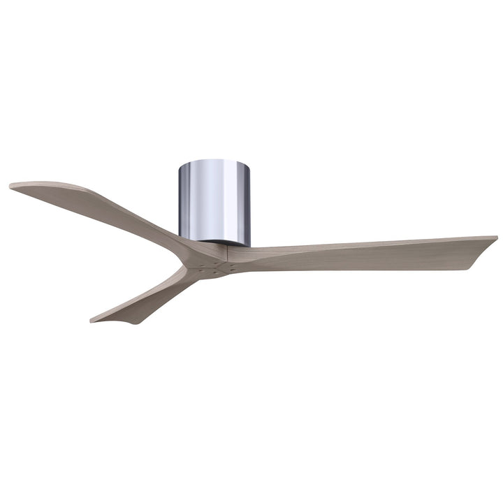 H Three-Blade Flush Mount Paddle Fan In Polished Chrome Finish
