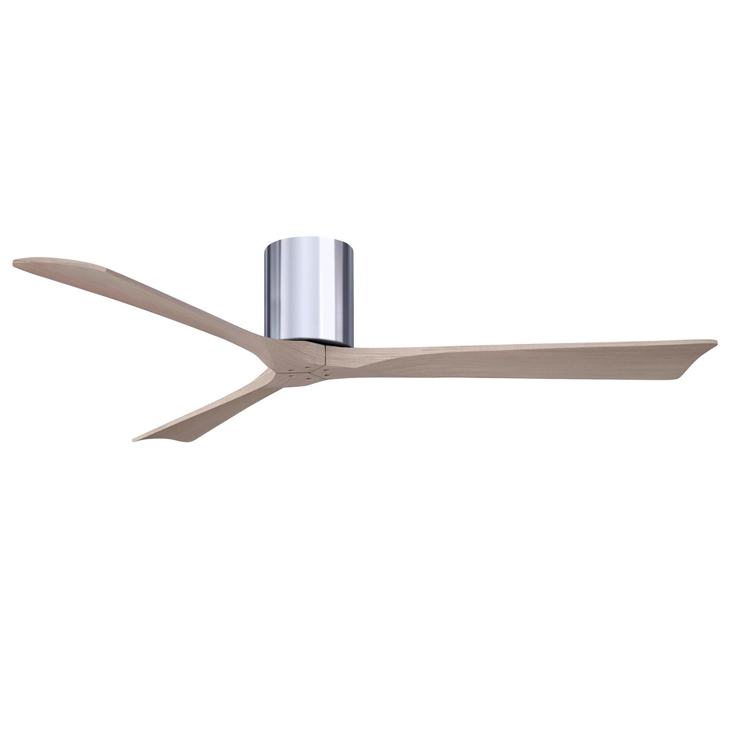 H Three-Blade Flush Mount Paddle Fan In Polished Chrome Finish