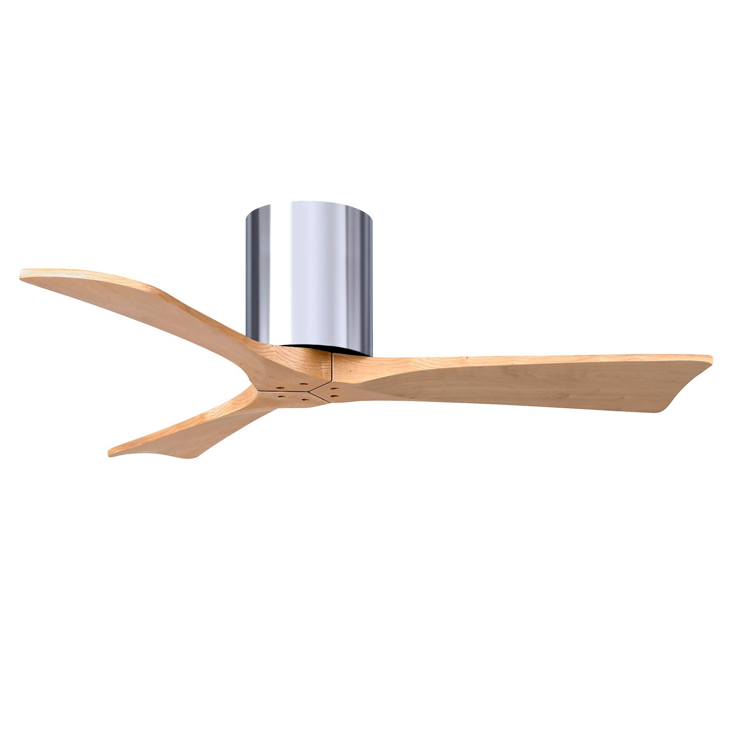 H Three-Blade Flush Mount Paddle Fan In Polished Chrome Finish