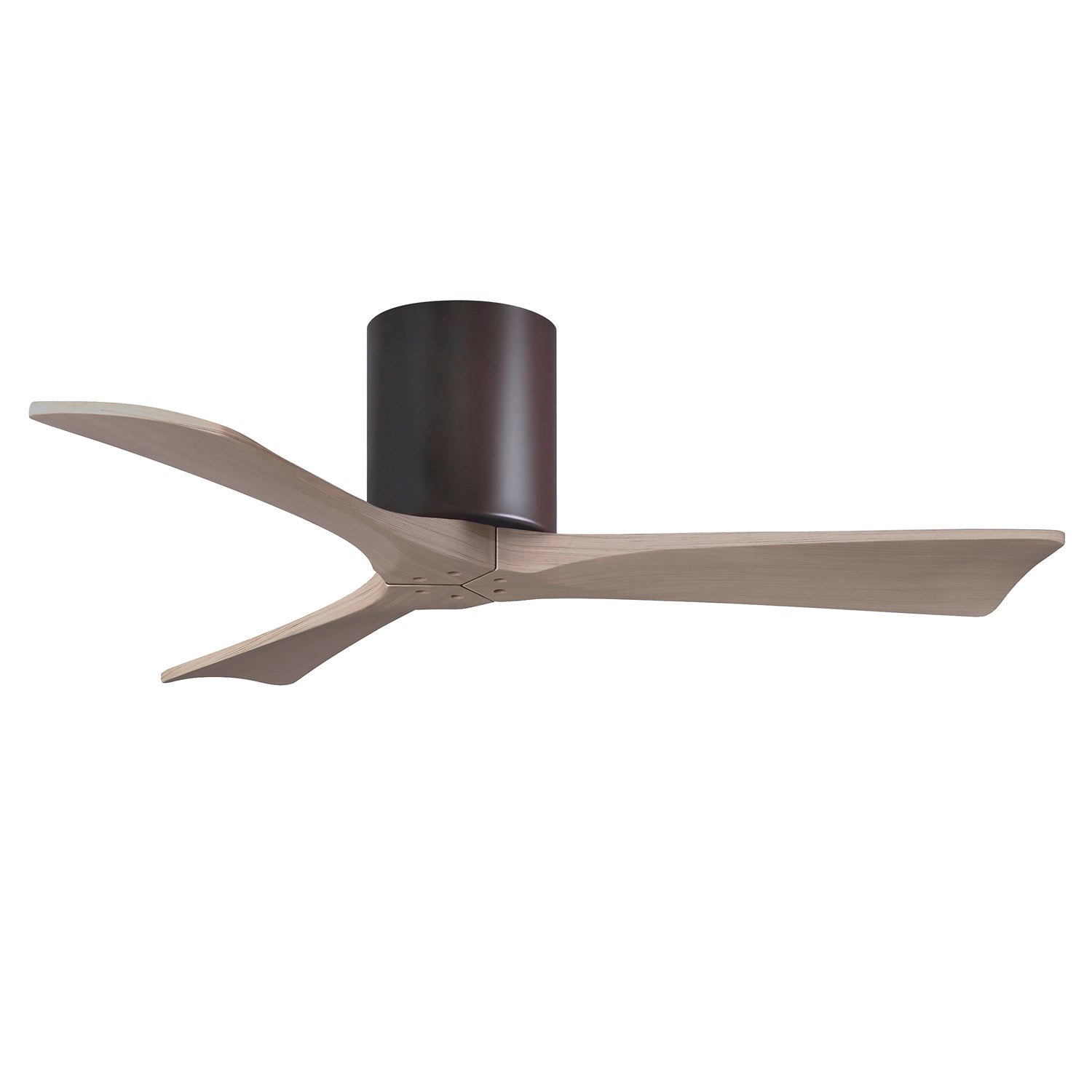 H Three-Blade Flush Mount Paddle Fan In Textured Bronze Finish