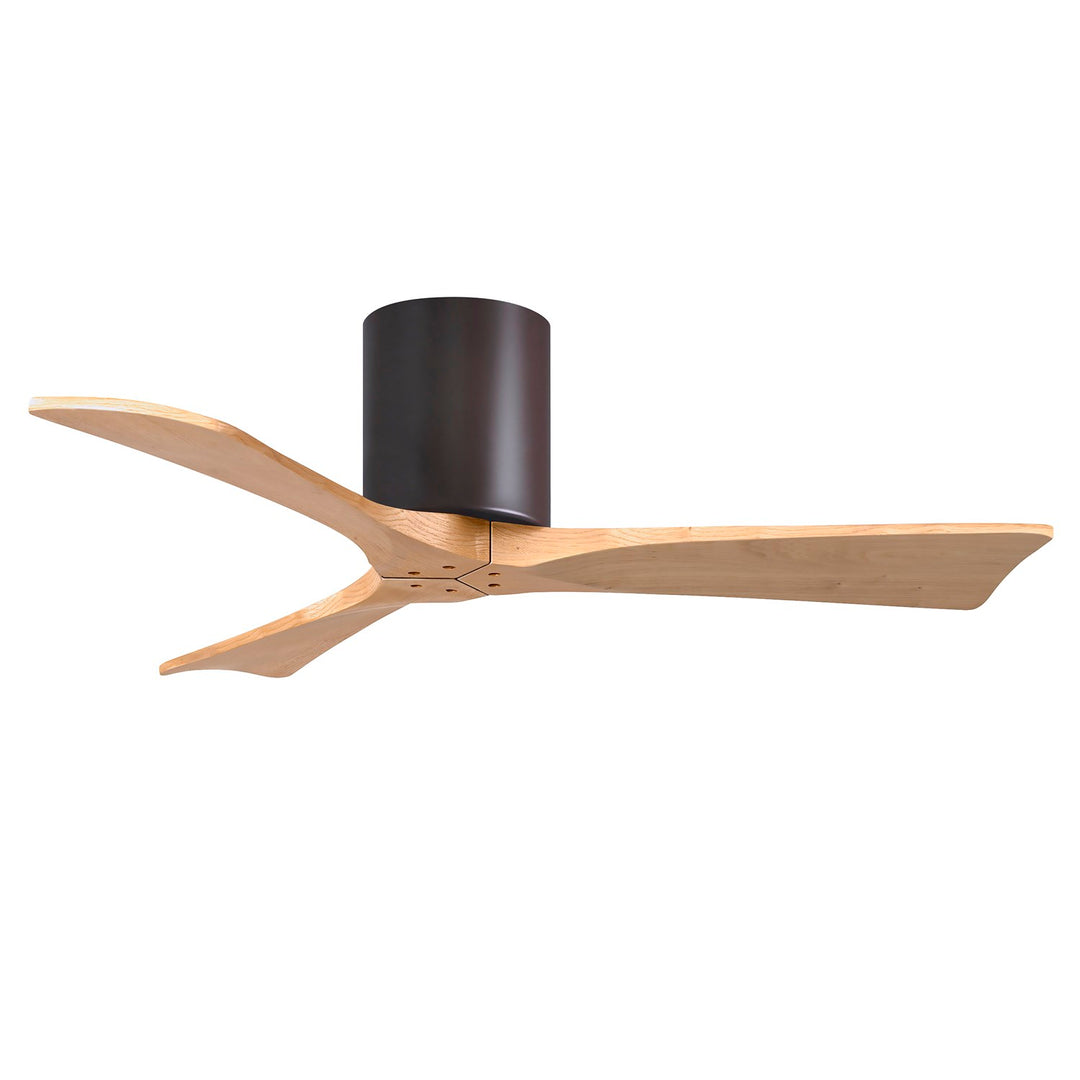 H Three-Blade Flush Mount Paddle Fan In Textured Bronze Finish