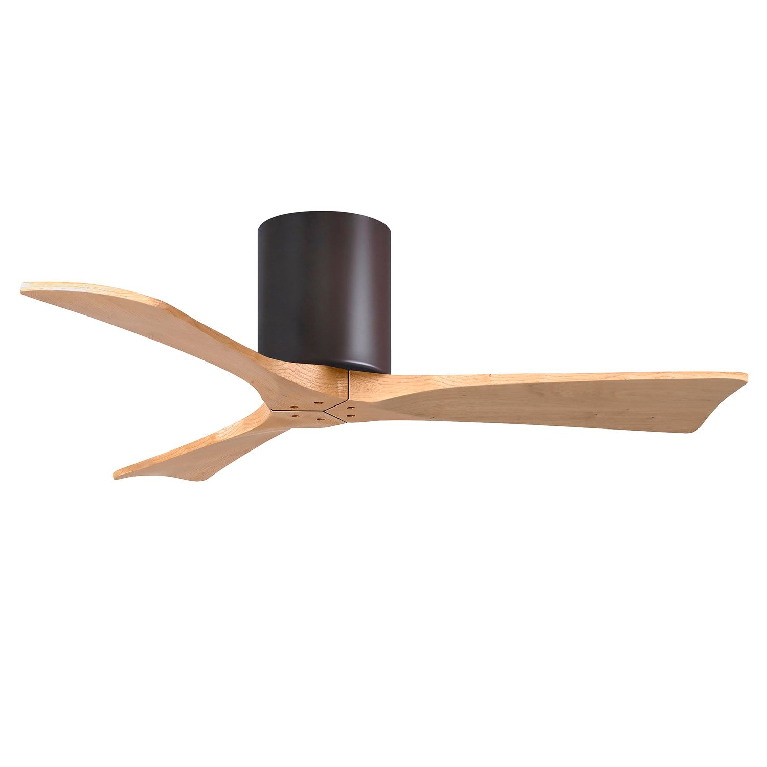 H Three-Blade Flush Mount Paddle Fan In Textured Bronze Finish