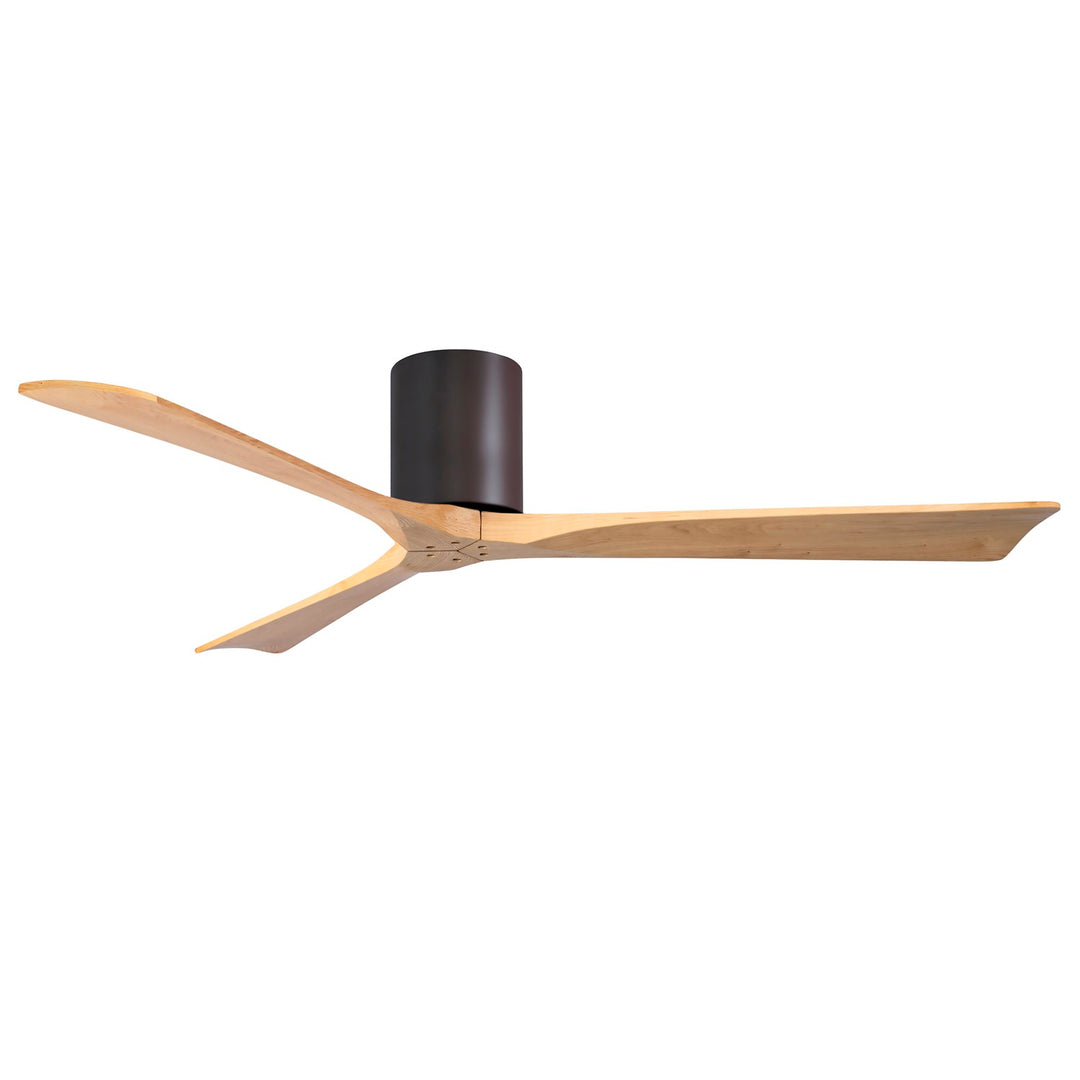 H Three-Blade Flush Mount Paddle Fan In Textured Bronze Finish