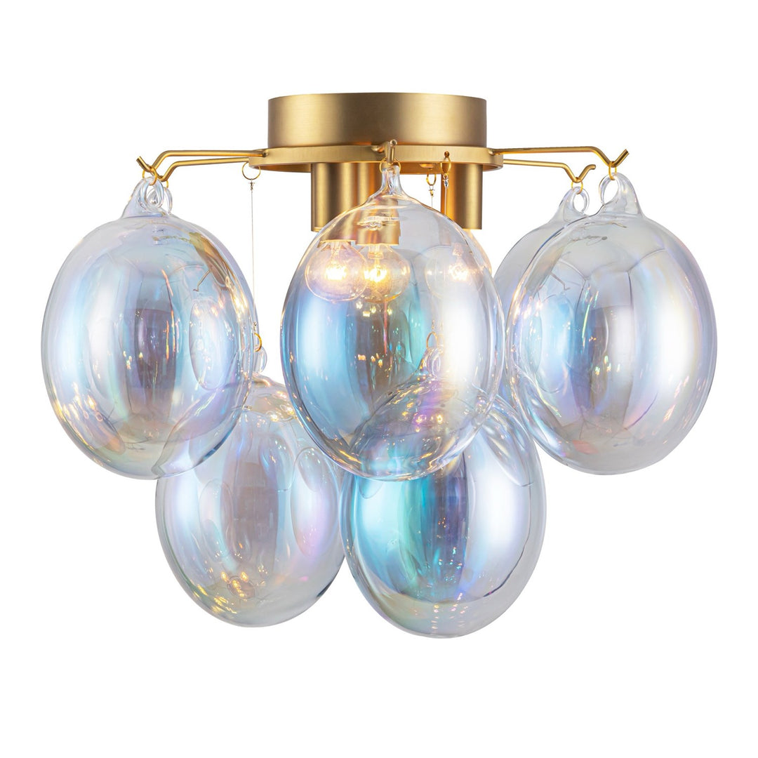 Collection 4-Light Semi-Flush Mount Iridescent And Brass